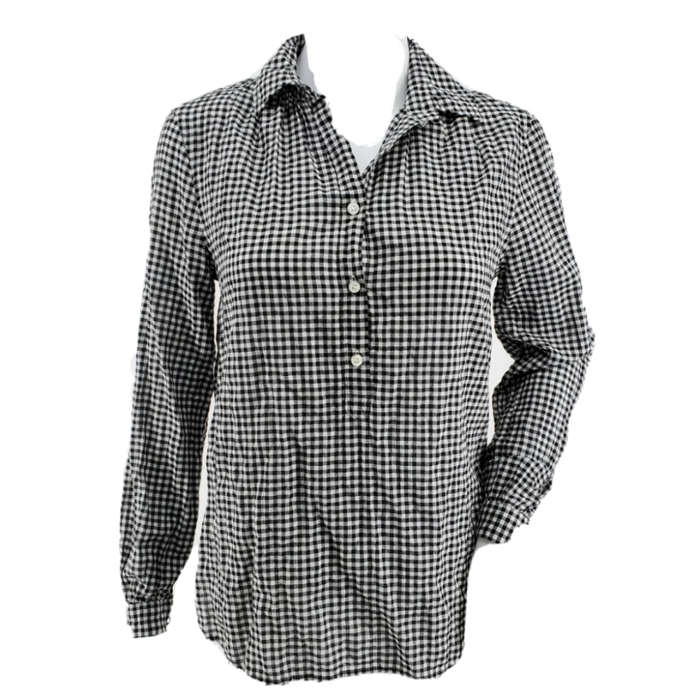 J. Crew Petite Gathered Popover Micro Gingham 2P